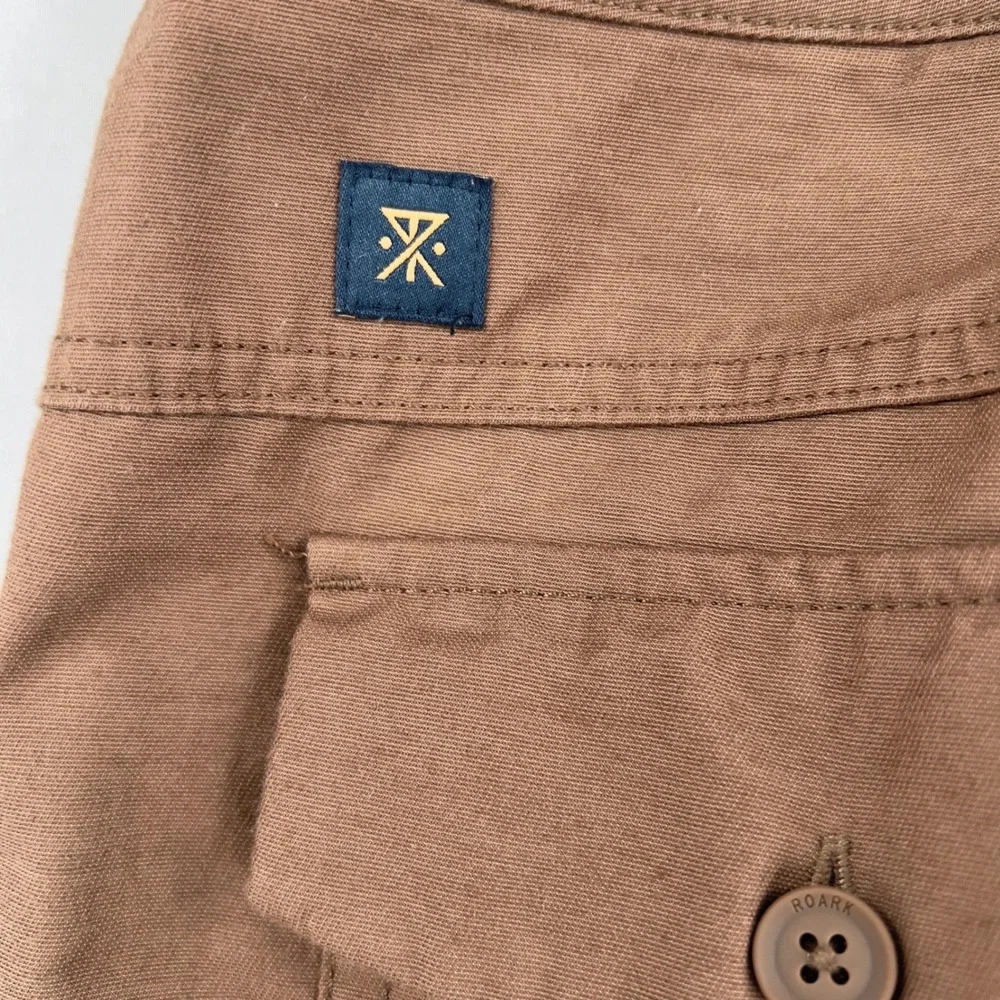 Roark Mens Brown Utility Adventure Shorts‎ Zip Pockets Drawstring Size 40